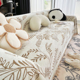 Sofa Throw – Botanical Print – Bouclé Sand