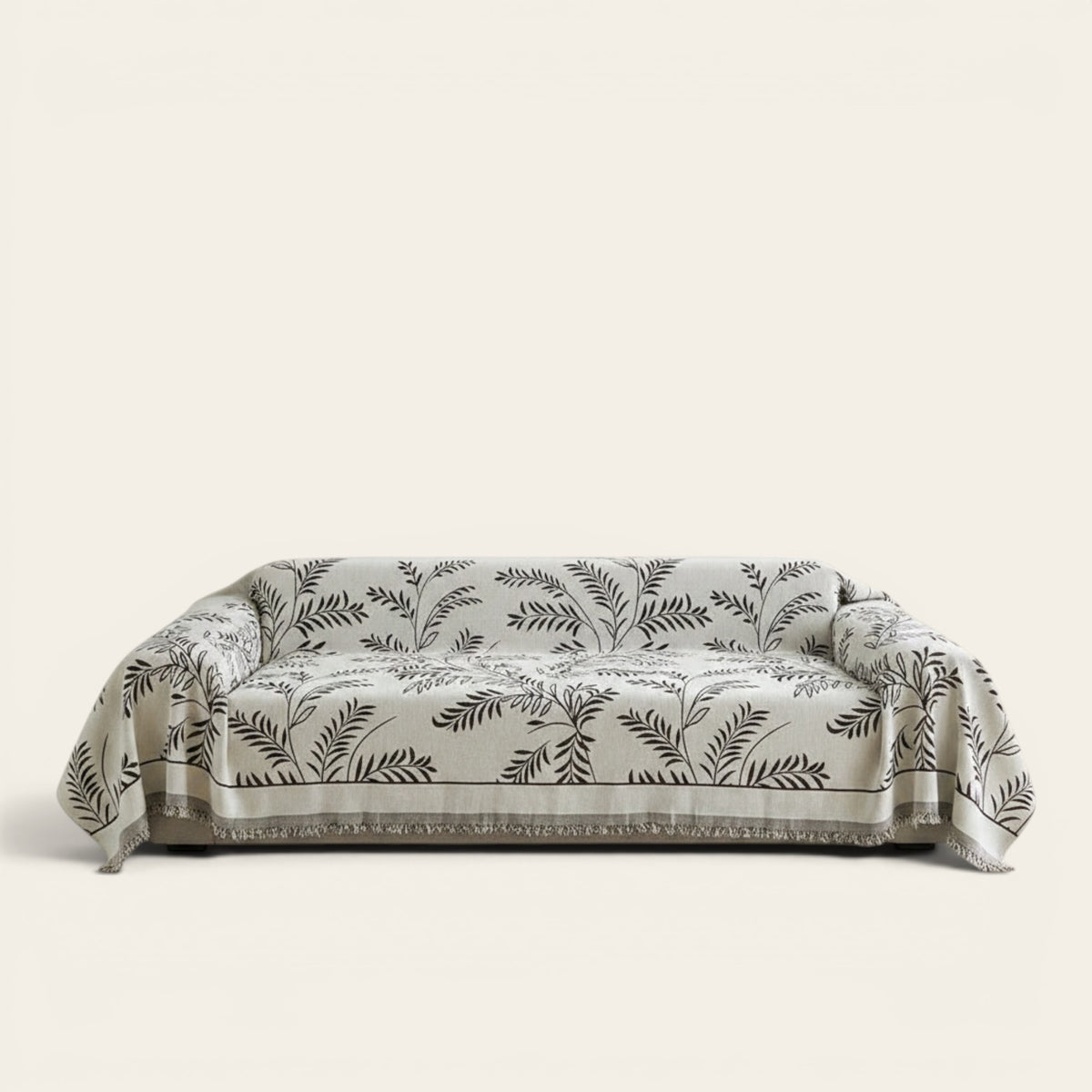 Sofa Throw – Botanical Print – Ivory Cream