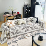 Sofa Throw – Botanical Print – Ivory Cream
