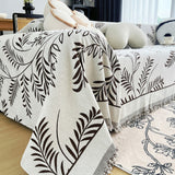 Sofa Throw – Botanical Print – Ivory Cream