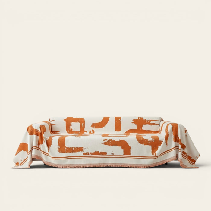 Sofa Throw – Brush Abstract – Terracotta