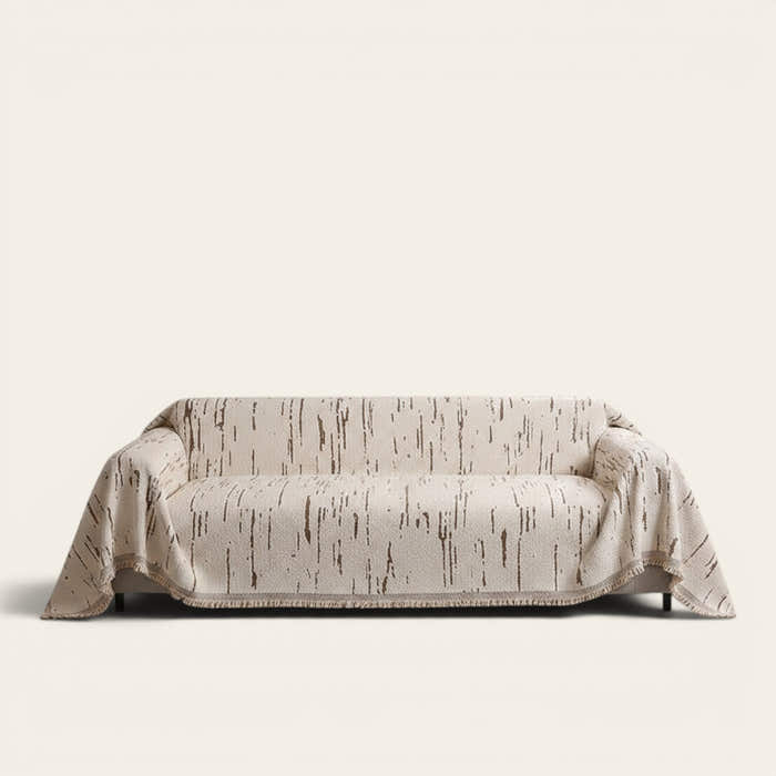 Sofa Throw – Brush Print – Ivory Cream