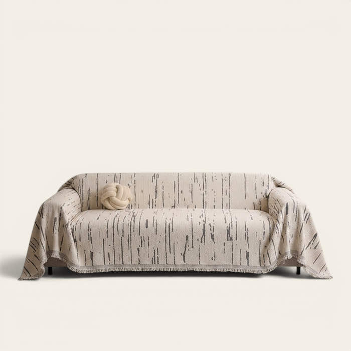Sofa Throw – Brush Print – Pearl Grey