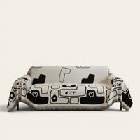 Sofa Throw – Cartoon Print – Ivory Cream
