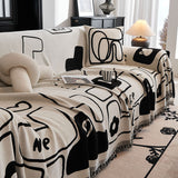 Sofa Throw – Cartoon Print – Ivory Cream