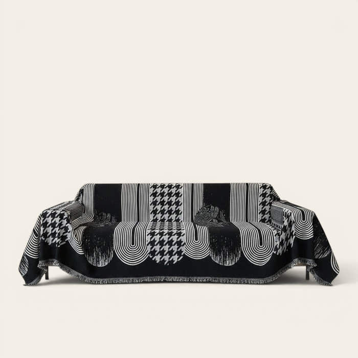Sofa Throw – Cat Print – Ink Black