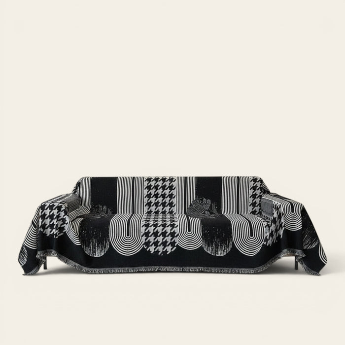 Sofa Throw – Cat Print – Ink Black