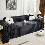 Sofa Throw – Chenille Striped – Charcoal