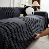 Sofa Throw – Chenille Striped – Charcoal