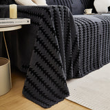 Sofa Throw – Chenille Striped – Charcoal