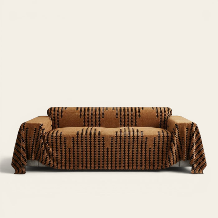 Sofa Throw – Chenille Striped – Espresso