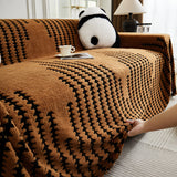 Sofa Throw – Chenille Striped – Espresso