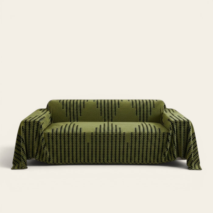 Sofa Throw – Chenille Striped – Forest