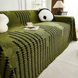 Sofa Throw – Chenille Striped – Forest