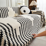 Sofa Throw – Chenille Striped – Ink Black