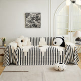 Sofa Throw – Chenille Striped – Ink Black