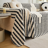 Sofa Throw – Chenille Striped – Ink Black