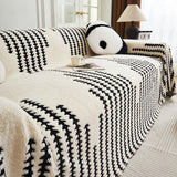 Sofa Throw – Chenille Striped – Ink Black