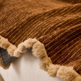 Coffee Brown Corduroy sofa throw styled with cushions on a low-back sofa, view 2