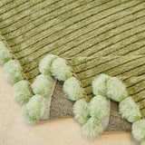 Sage Mist Corduroy sofa throw styled with cushions on a low-back sofa, view 3