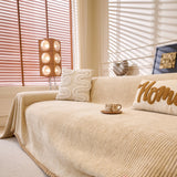 Khaki Corduroy sofa throw, woven texture in close-up, view 2