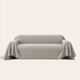 Stone Grey Corduroy sofa throw on a plain studio background, view 5