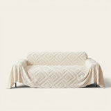 Sofa Throw – Diamond Knit – Ivory Cream