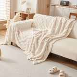 Sofa Throw – Diamond Knit – Ivory Cream