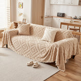 Sofa Throw – Diamond Quilted – Bouclé Sand
