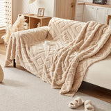Sofa Throw – Diamond Quilted – Bouclé Sand
