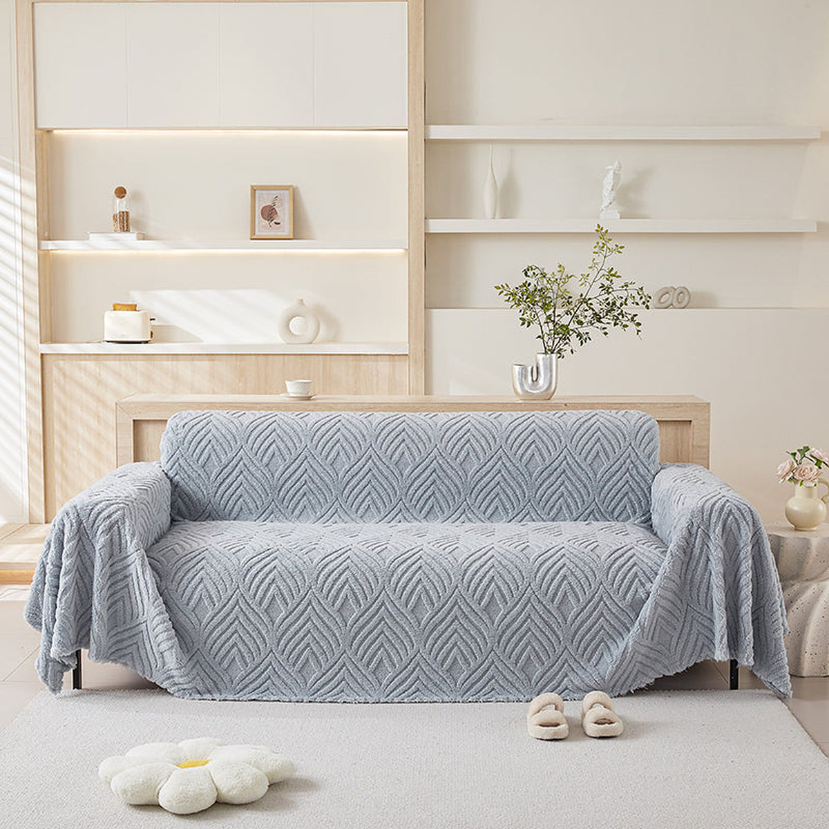 Sofa Throw – Diamond Quilted – Sky Mist