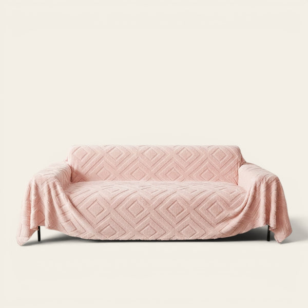 Sofa Throw – Diamond Quilted – Soft Blush