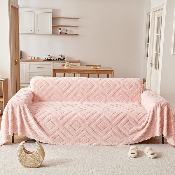 Sofa Throw – Diamond Quilted – Soft Blush