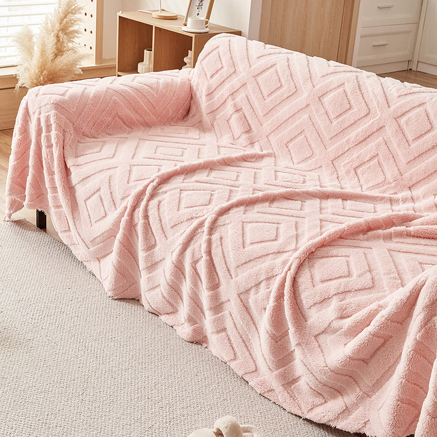 Sofa Throw – Diamond Quilted – Soft Blush