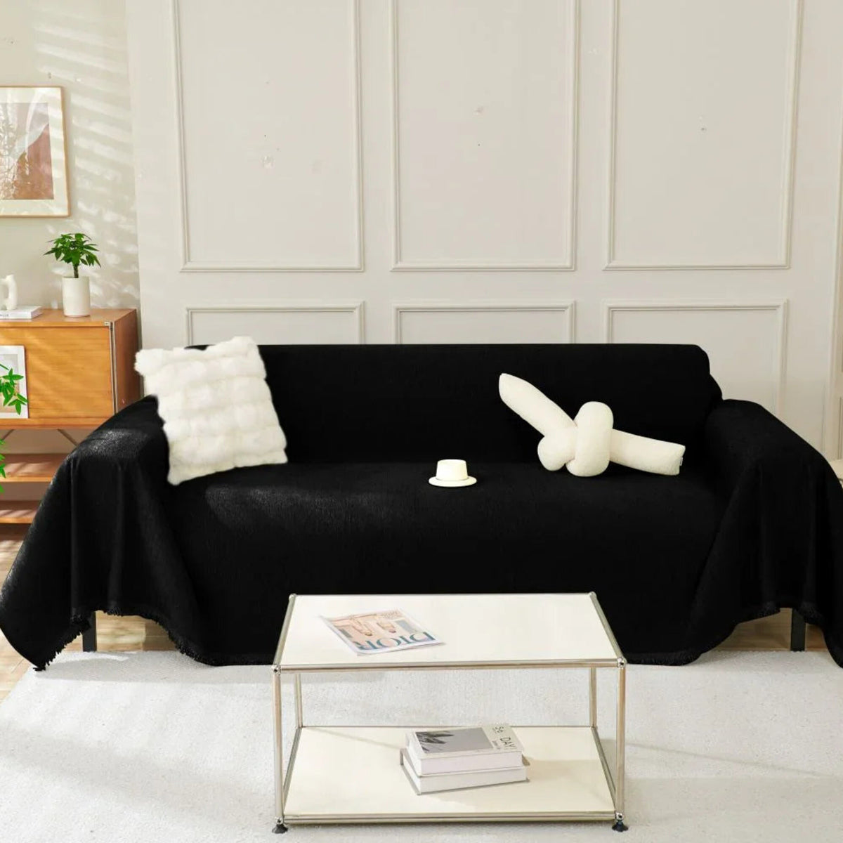 Sofa Throw – Velvet – Ink Black