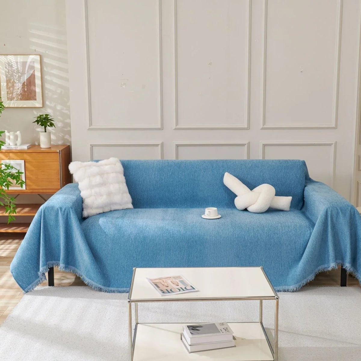 Sofa Throw – Soft Knit – Stormy Blue