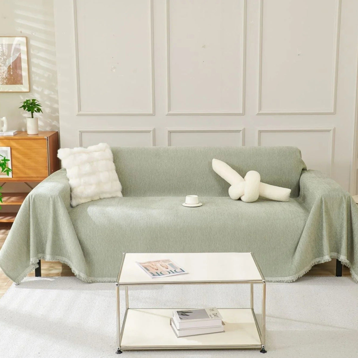 Sofa Throw – Velvet – Sage Mist