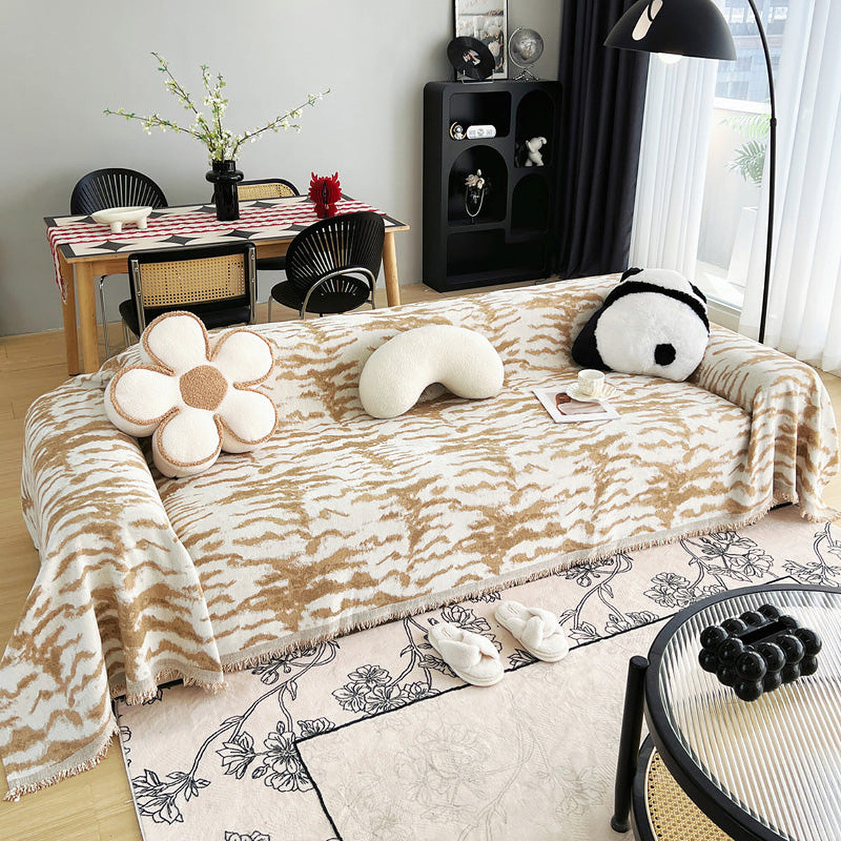 Sofa Throw – Floral Abstract – Caramel