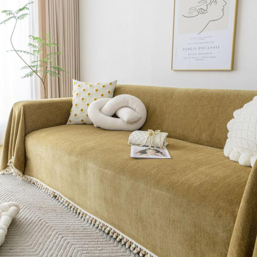 Sofa Throw – Fringed – Caramel