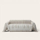 Sofa Throw – Fringed Embroidered – Ivory Cream