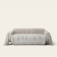 Sofa Throw – Fringed Embroidered – Ivory Cream