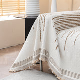Sofa Throw – Fringed Embroidered – Ivory Cream