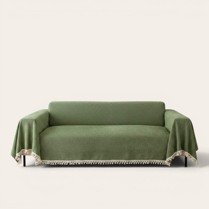 Sofa Throw – Fringed – Moss