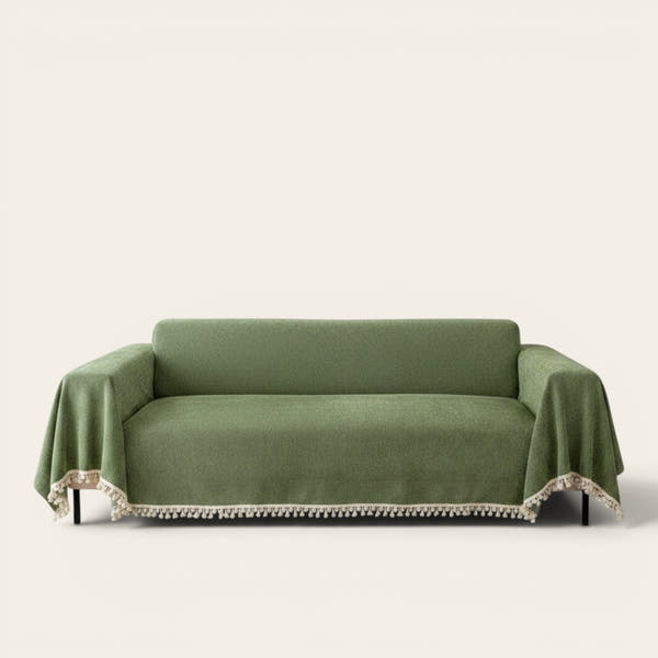 Sofa Throw – Fringed – Moss