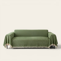 Sofa Throw – Fringed – Moss