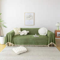 Sofa Throw – Fringed – Moss