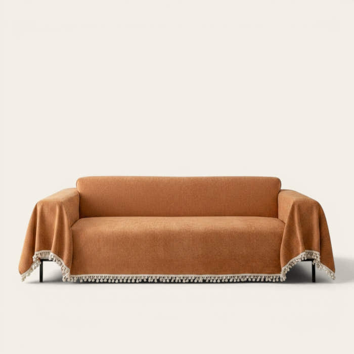 Sofa Throw – Fringed – Terracotta