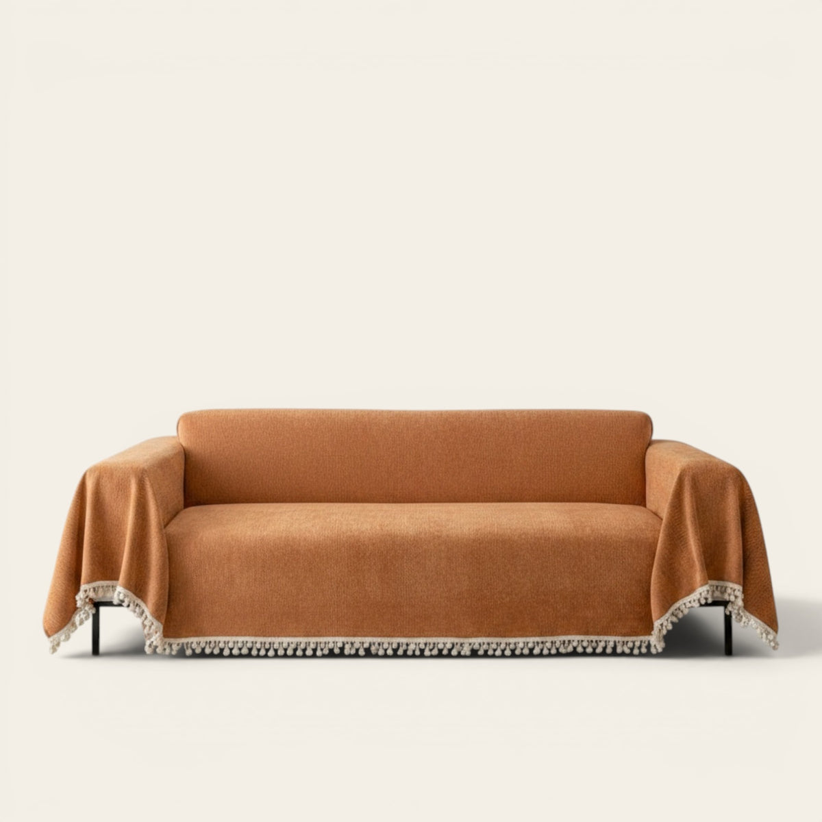 Sofa Throw – Fringed – Terracotta