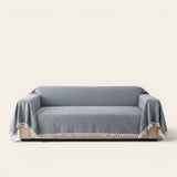 Sofa Throw – Fringed – Warm Stone