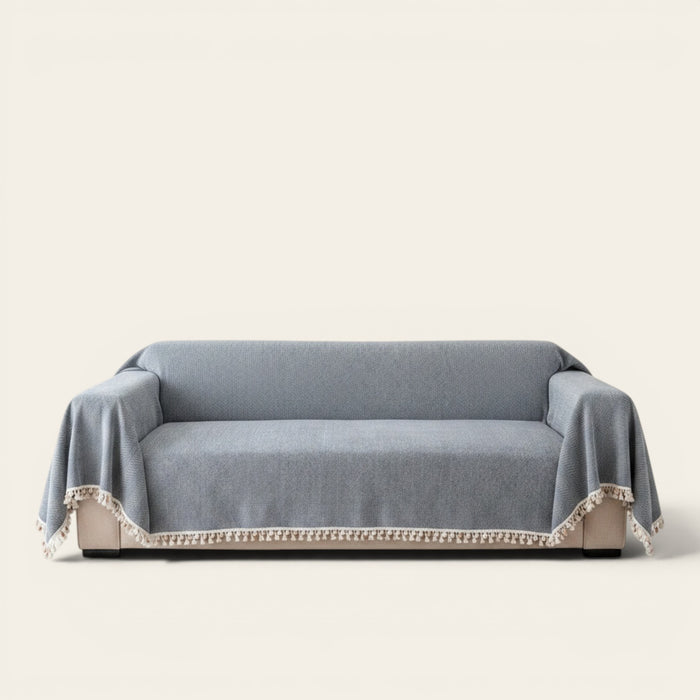 Sofa Throw – Fringed – Warm Stone